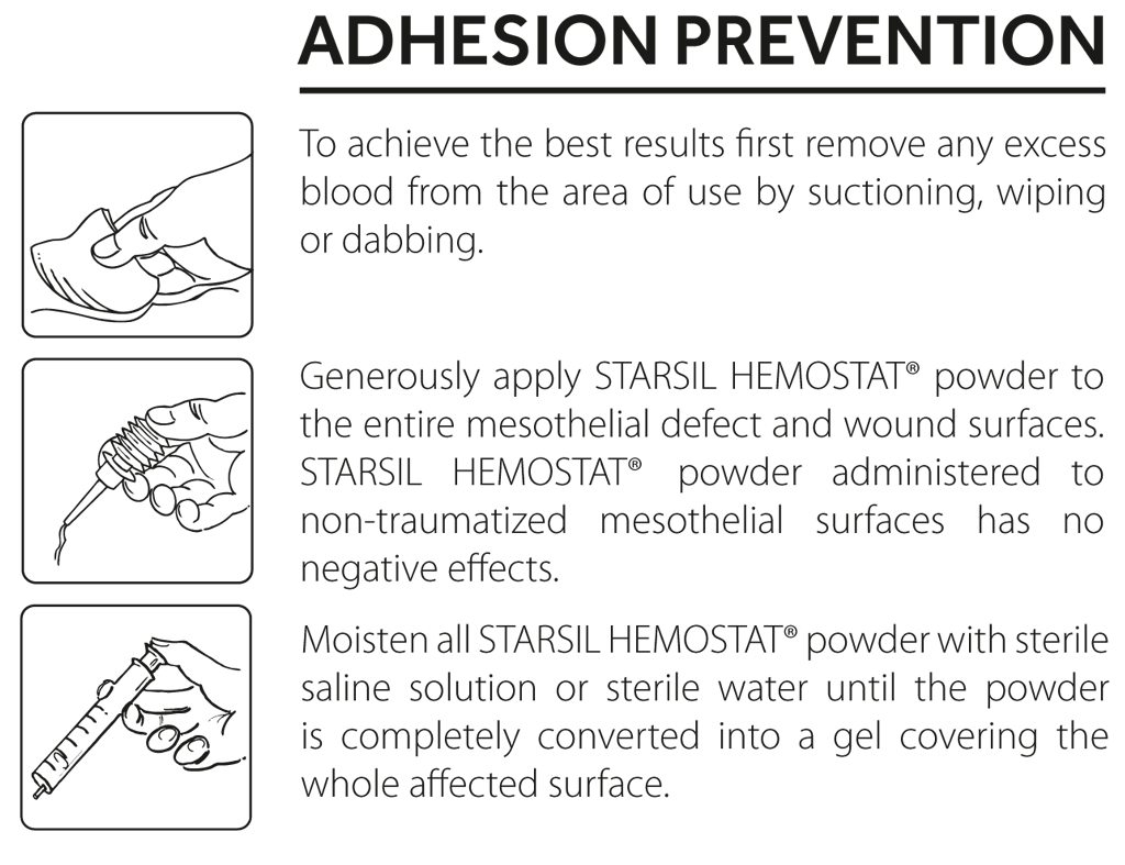 Starsil Hemostat How to use for Adhesion Prevention